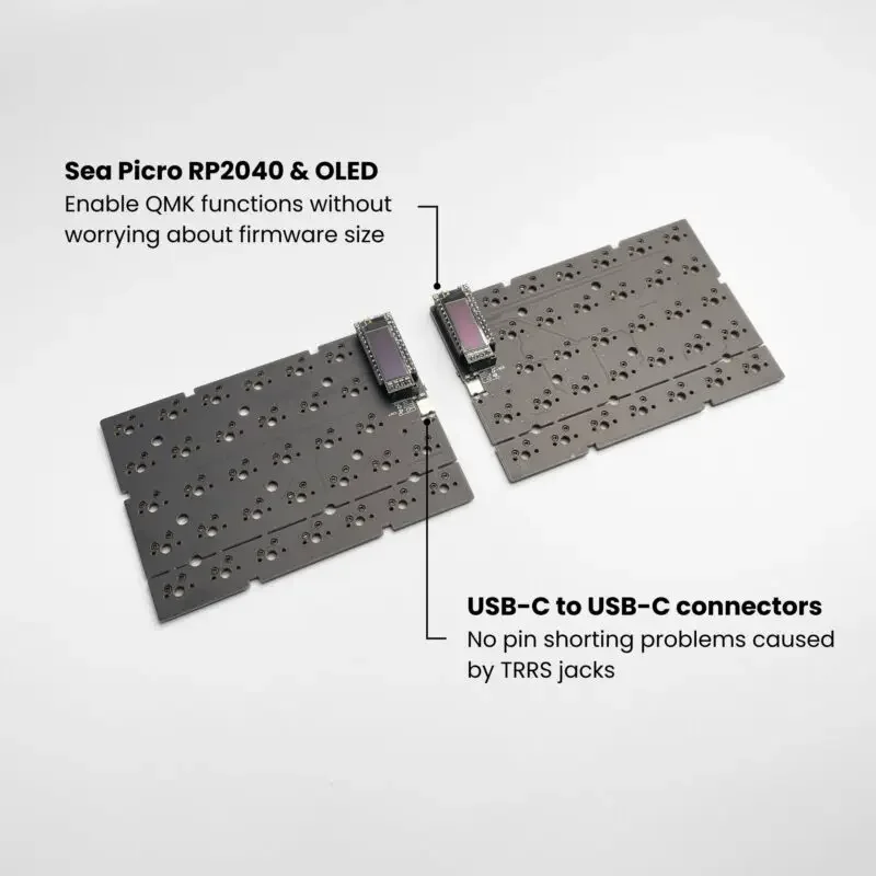 FelixKeeb MX Ortholinear Split Keyboard dengan Layar OLED QMK/VIAL RP2040 Helix Hotswap 64key Wired Single Mode Ortho Keyboards