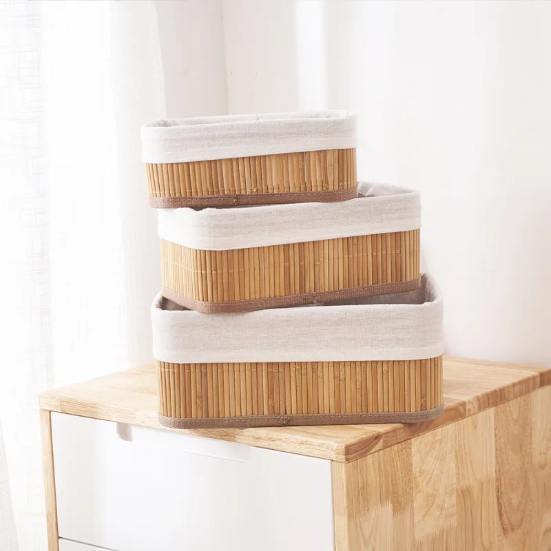 

Настольная корзина для хранения, органайзер для мелочей, ручная работа, бамбуковая корзина для хранения, корзина для хранения игрушек и одежды