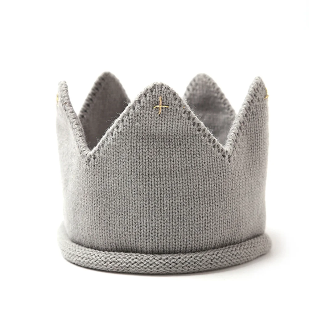 Baby Kids Girls Warm Winter Knitted Hat Crown Knit Headband (Gray) crown hat for baby crown knitted hat