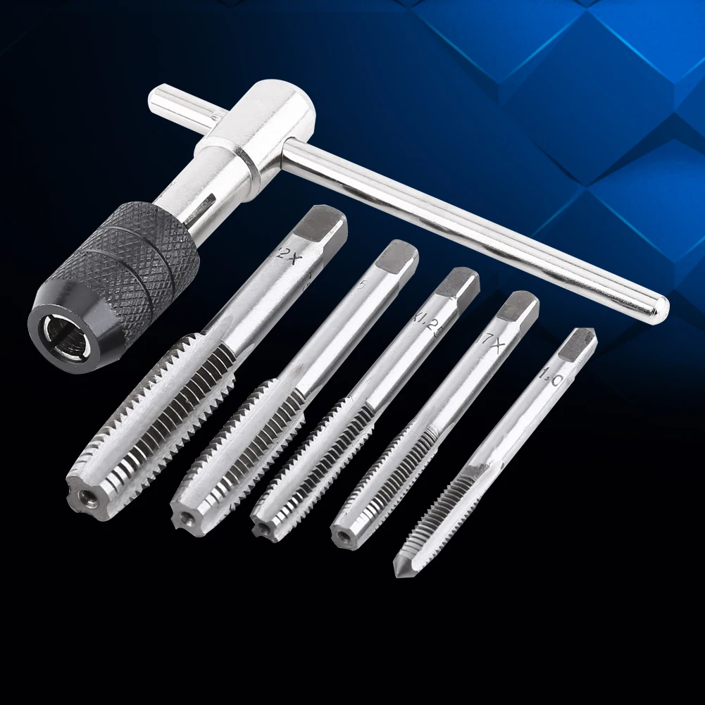 

Tap and Die Set 5pcs/Set M6-M12 Tap Drill Wrench Thread Metric Plug Tap Screw Taps Hand Tool Tapping and Threading Tools