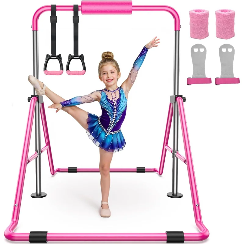 

Gymnastics Bar for Kids,Adjustable Height Gymnastic Horizontal Bars,Folding Junior Training Kip Bar for Home