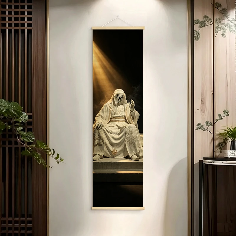 Home Decor Baldwin IV of Jerusalem King Bamboo Scroll Painting Stoic Resilience Spiritual for bedroom room decor aesthetic