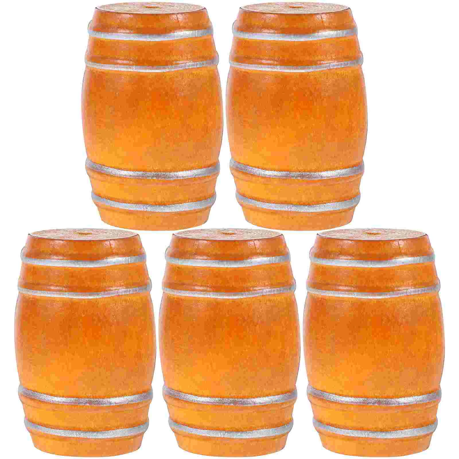 5 Pcs Dollhouse Bar Accessories Miniatures Wooden Beer Barrels Figurine Tiny Child