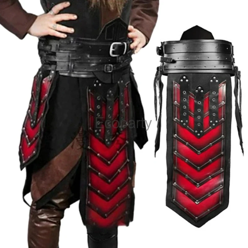 

New Medieval Leather Thigh Armors,Retro Waist Armors With Belt Knights Skirt Armors Adult Adjustable Body Armors Larp Costume