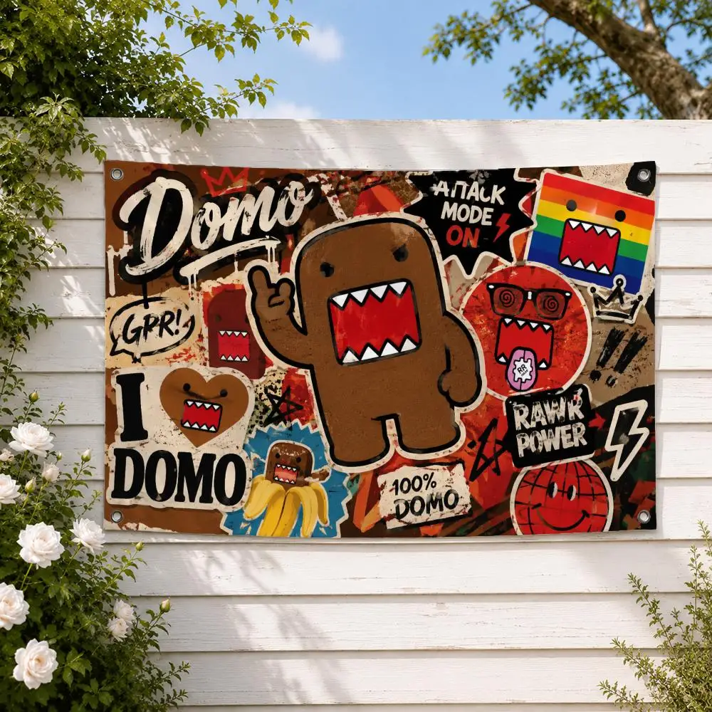 Character Domo Kun Flags decor flag banner,wall hanging flag,indoor outdoor wall decor,yard garden porch patio