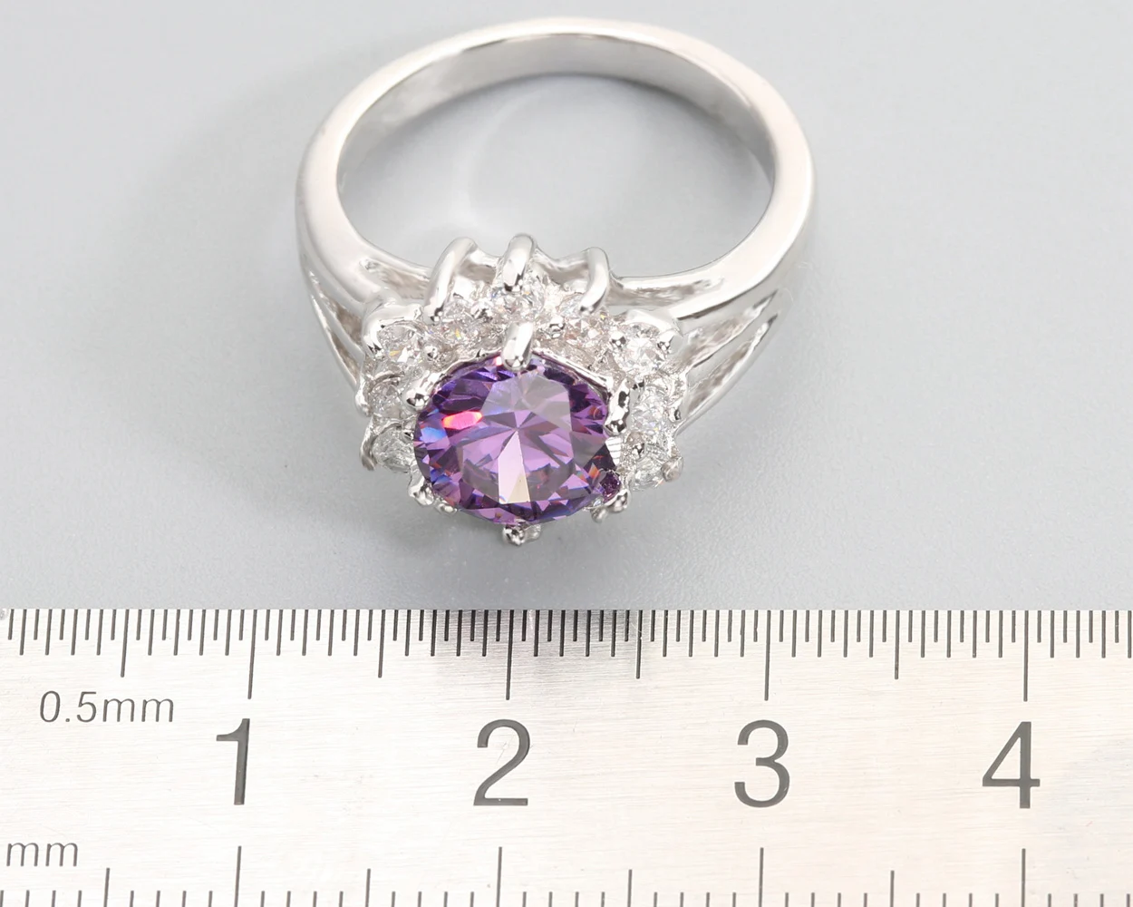 8*8mm Purple Amethyst 925 Sterling Silver Ring Q0232-P