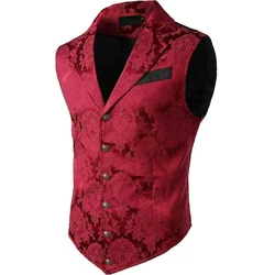 Gothic Mens Victorian Suit Vest Steampunk Gothic Waistcoat Men's Casual Punk Vest Halloween Stage Performance Cosplay Costume