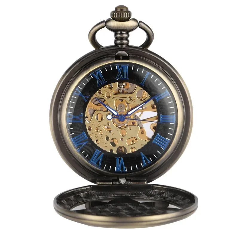 Vintage Hollow Lotus Flowers Men Women Mechanical Hand Wind Pocket Watch Vintage Skeleton Clock Best Gift Reloj