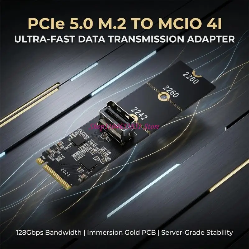 Cable Managed Storage Card , M.2 to 4I Connection Card , M-Key 2242 2260 2280 Layout with PCIe 5.0 Signaling and Internal