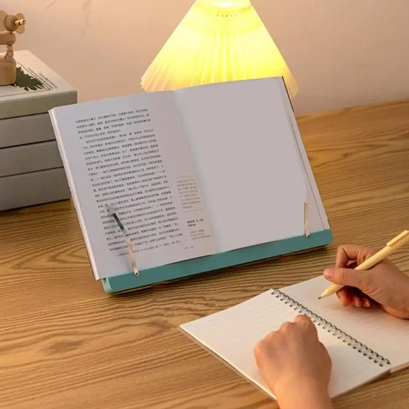 Y1UB Adjustable Reading Stand with Page Clips Foldable Book Support for Study Desks
