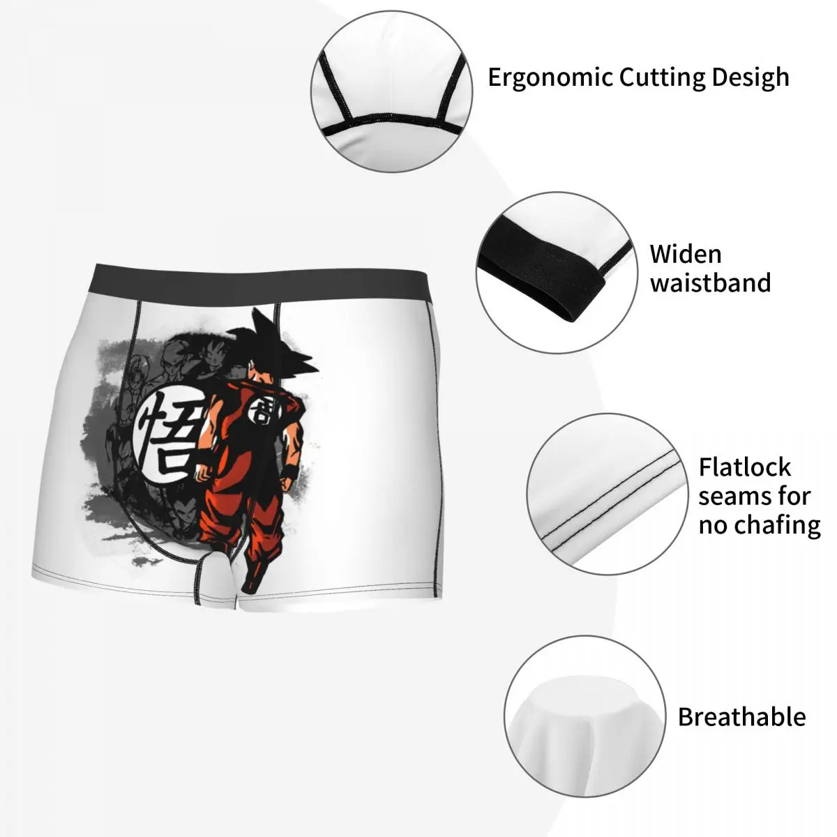 Insieme combatte Goku Dragon Ball Z Super Saiyan Intimo da uomo Boxer Mutandine Stampate Mutande traspiranti per Homme