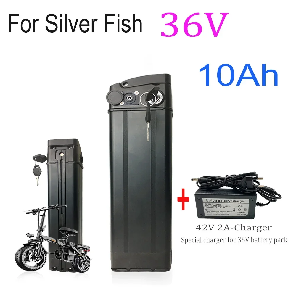 

36V 10Ah For Silver Fish Ebike 500W 750W 1000W 42V 15AH BMS 18650 Lithium Battery Pack With charger