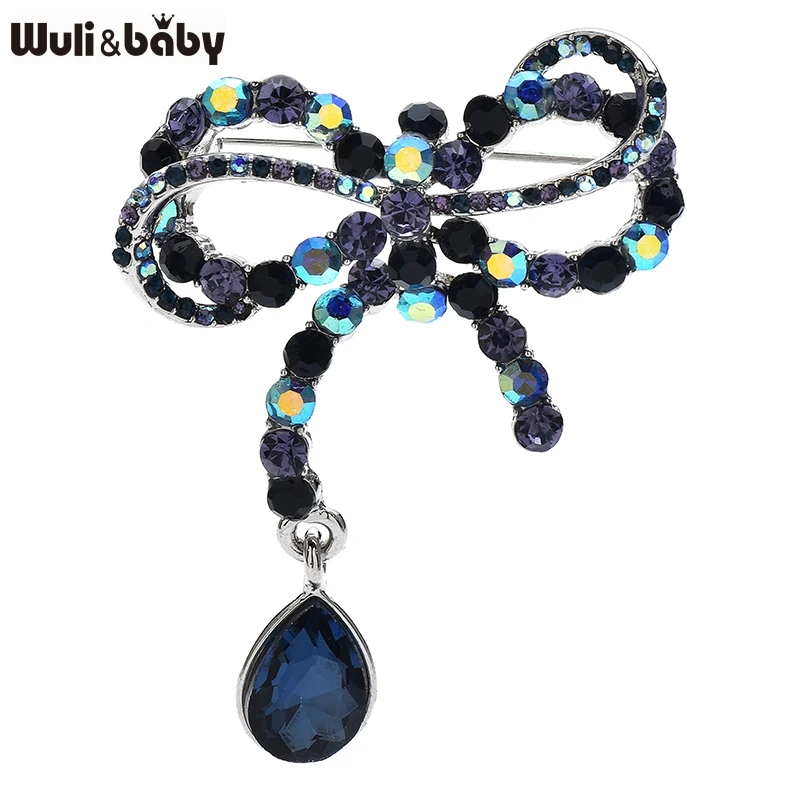 

Wuli&baby Lovely Rhinestone Bowknot Brooches For Women Unisex 2-color New Year Christmas Flower Brooch Pins Gifts