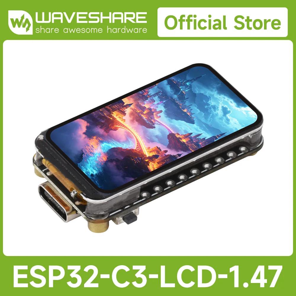 Waveshare ESP32-C3 1.47inch LCD Display Development Board, RISC-V 32-bit Single-core Processor, 172×320 Resolution, 262K