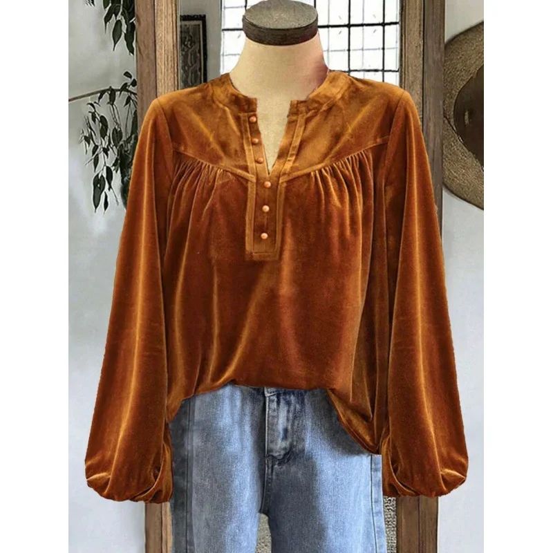 

Женская шелковая блузка с V-образным вырезом на пуговицах T 95121, премиум-класс, модная коллекция Весна 2026, 100% шелк, трансграничная доставка со склада за рубежом