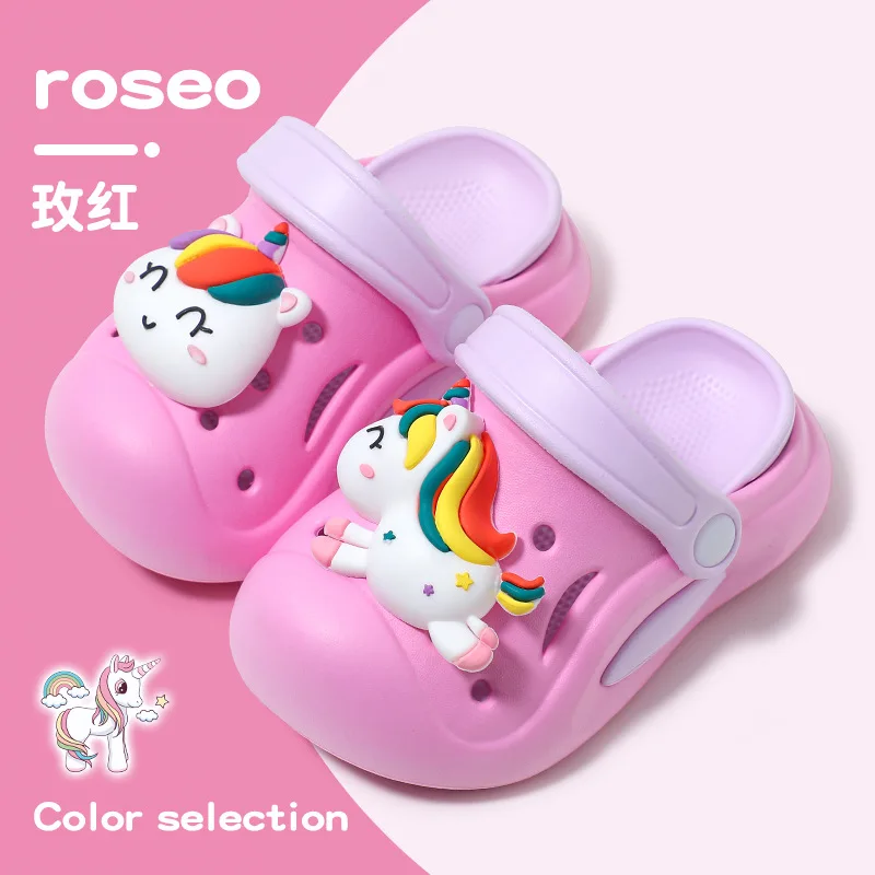 

Summer Cute Unicorn Clogs For Little Girls Thick Sole Anti-slip Kids' Garden Shoes Girl's Outdoor Breathable Sandals Footwear