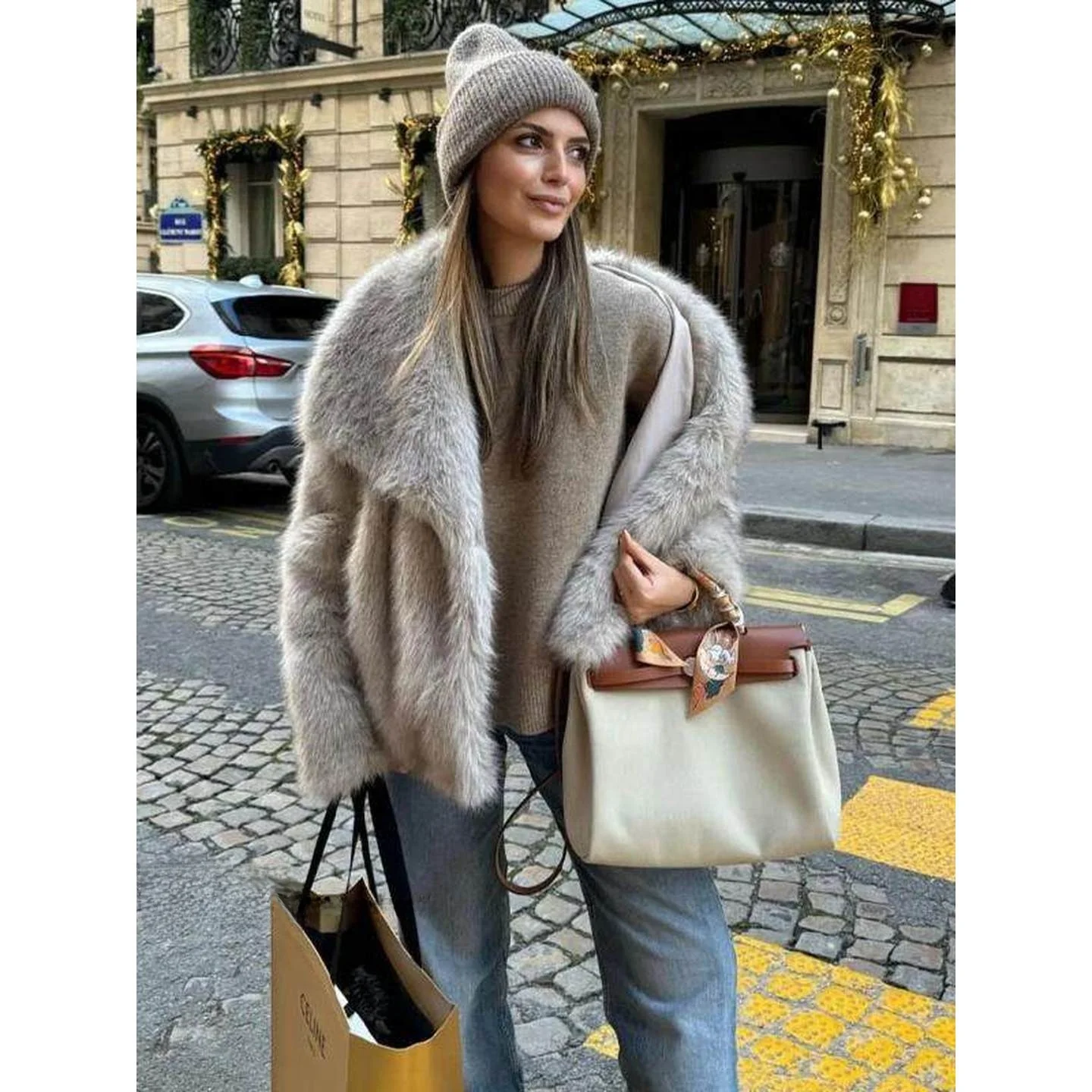 

Модная шуба с широким воротником, осенне-зимняя куртка из искусственного меха, женская модная верхняя одежда без бренда, весна 2026