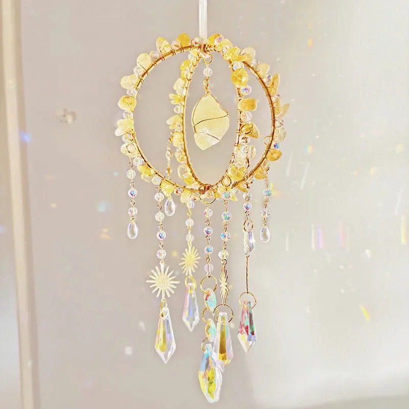 1pc gold crystal pendant sunlight catcher outdoor garden ab colourful hanging decorations hanging ornaments
