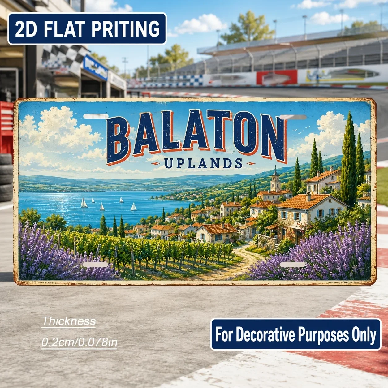 2D Flat, [2D Flat] 1pc Balaton-Themed Vintage Wall Sign - Retro Hungarian Lake Balaton Plaque Suitable for Home Decor, Bar, O
