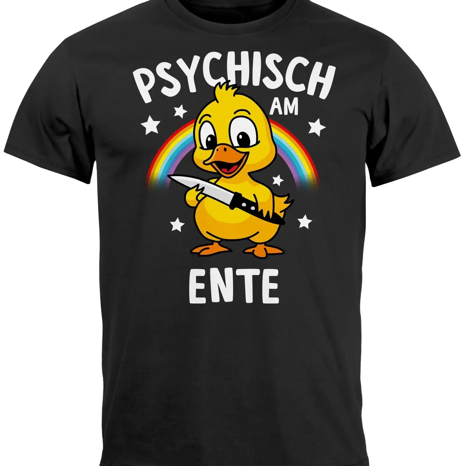 MoonWorks Men's T Shirt Psychic on Duck Knife Joke Word Game Statement Fun Saying Meme Funny vintage Washed Comfortable fashion