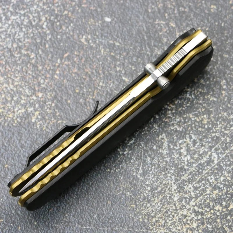 Pisau lipat taktis RS-CF VG10, pisau Titanium + gagang CF luar ruangan berkemah berburu memancing alat EDC bertahan hidup