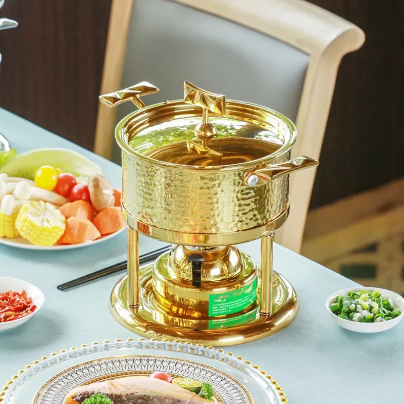 304 stainless steel small hot pot one person one pot hotel clubhouse restaurant inflatable stove small hot pot single shabu