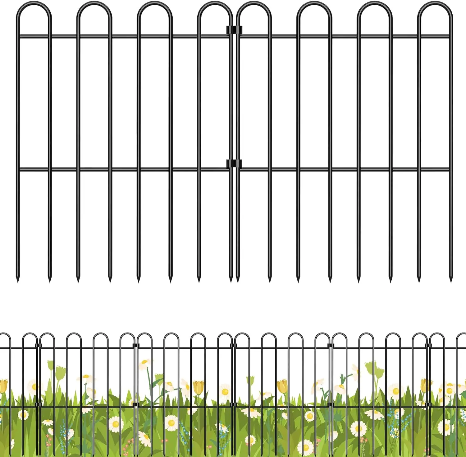 

25-Pack Garden Fence, Decorative Garden No Dig Fence for Dogs Rustproof Metal Animal Barrier Fence Border Panel