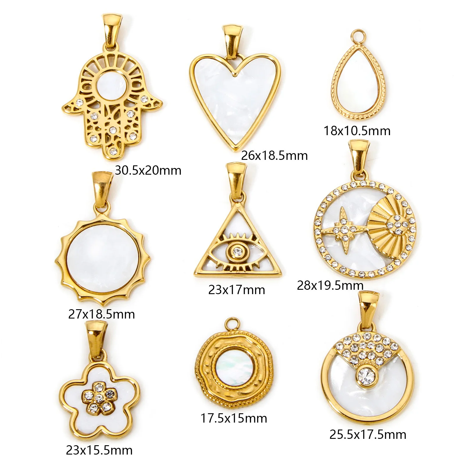 1 Piece 304 Stainless Steel & Natural Shell Charms Gold Plated Sun Star Flower Pendants For DIY Necklace Jewelry Making - view 2