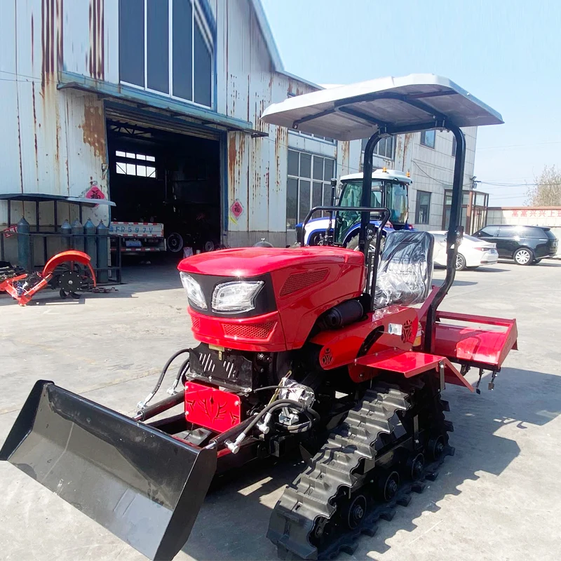 

Customized Rotary Tiller Agricultural Plowing Machine with Canopy, Ride-On Small Crawler Rotary Tiller for Farm Cultivation