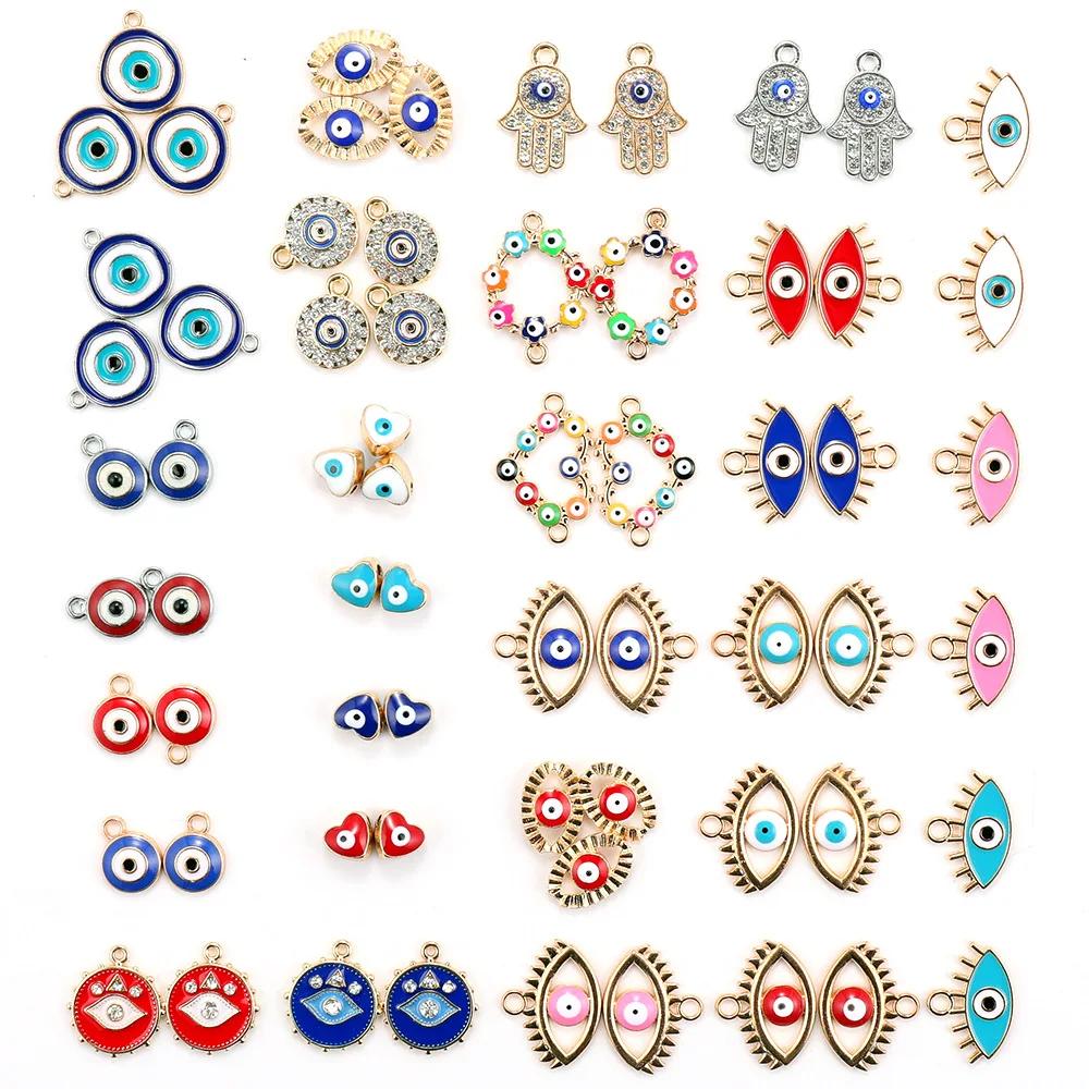 10pcs Charms Plata De Ley Alloy Silver Evil Eye Owl Hot Air Balloon Blue Charms For Original Pandora Bracelet DIY Jewelry