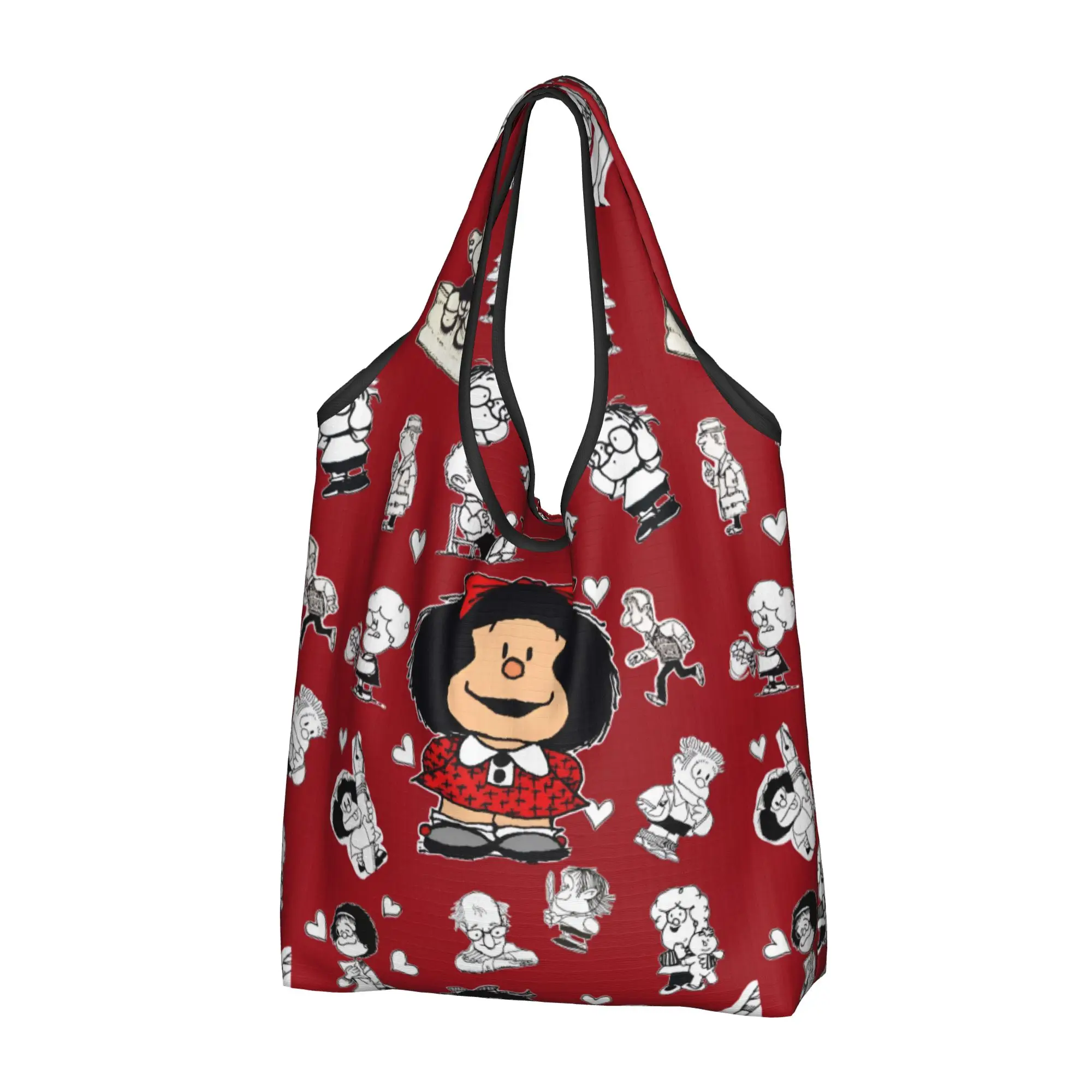 Fashion M-Mafaldas Manga Comics Shopping Tote Bags Portable Comics Groceries Shopper Shoulder Bag