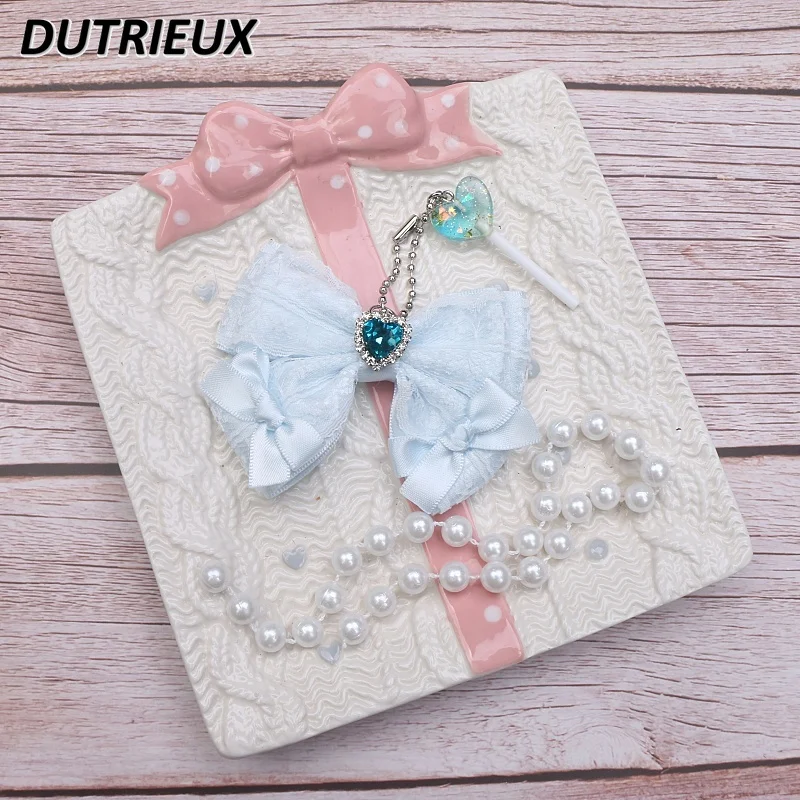 Sweet Cute Accessories for Women Lace Bow Pendants Elegant Handbag Pendant Fashion Jewelry Japanese Lolita Style Key Chains