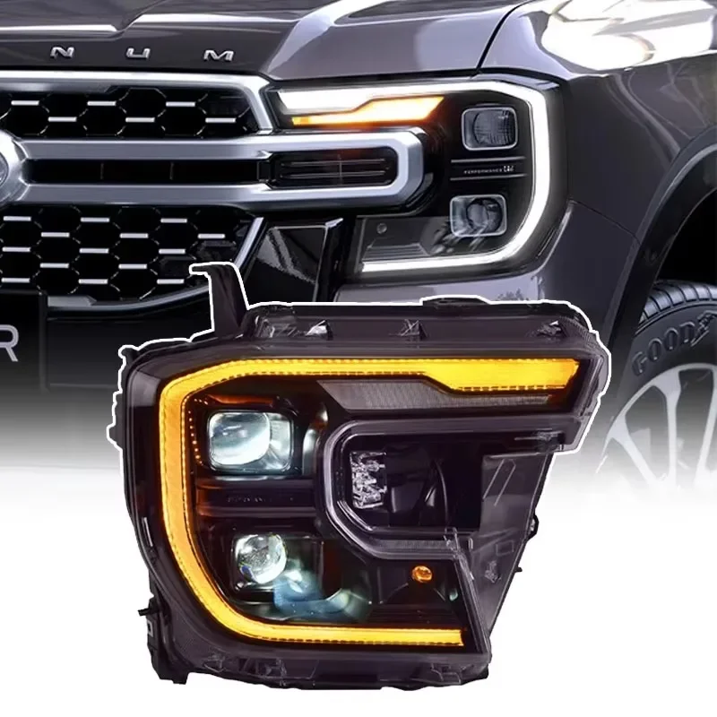 Car Headlight Car Accessories for Ford Everest Ranger 2023 Headlight Assembly T9 Modified LED Lens Day Running Lights