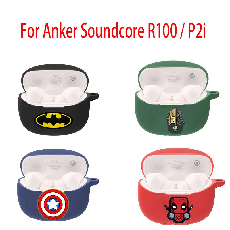 Cartoon Marvel Batman Earphone Case For Anker Soundcore R100 / P2i Silicone Wireless Bluetooth Earbuds Protective Shell