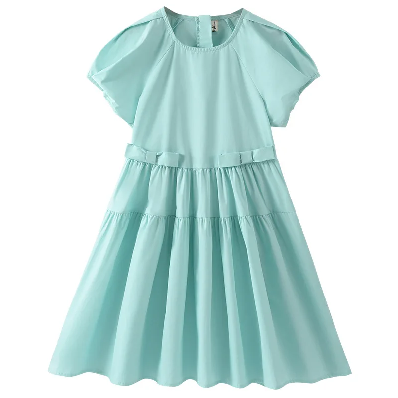 Girls' Korean-style princess dresses with bows for the summer of 2026, suitable for medium to large-sized children