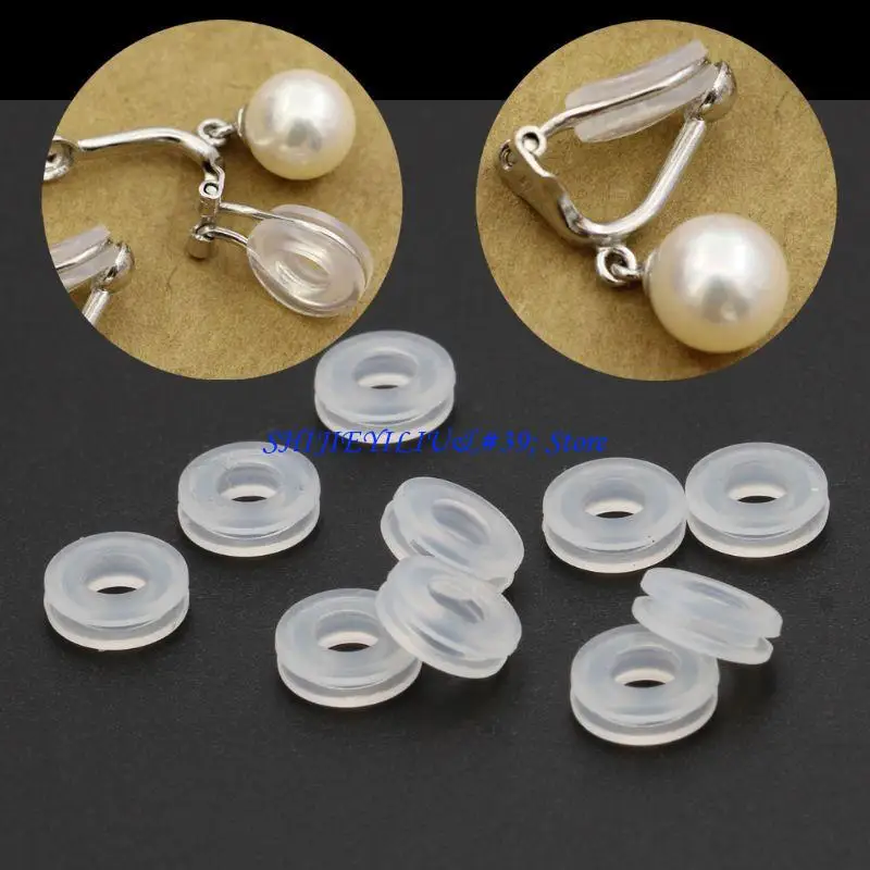 E21F 10Pieces/set Clear Disc Pads Stabilizer Earring Backs Stopper Earring Cushions