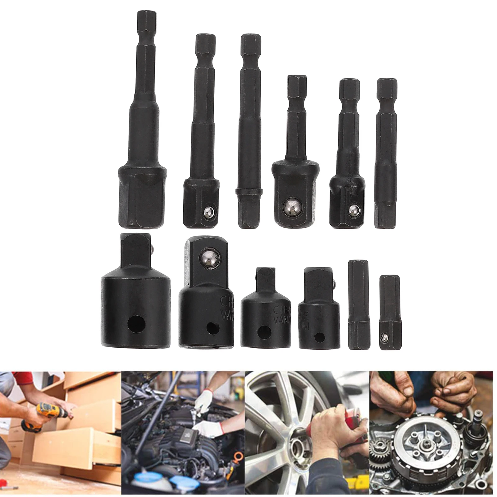 1 set Bit Extension Rods Reducer Sleeve Joint Tool Adapter Chrome Vanadium Steel Drilling Accessories H Tools Practical