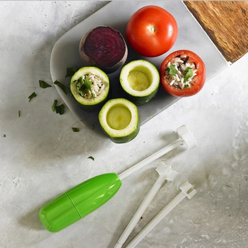 1 ud. Herramienta multifuncional para quitar el centro de verduras, utensilio de cocina para una preparación fácil de alimentos, herramienta para quitar el centro de calabacín y berenjena, herramienta para quitar el centro de frutas