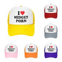 I Heart-Love Midget Porn Offensive Inappropriate Funny Trucker Hat Adult Humor Gag Joke Gifts Snapback Party Baseball Mesh Cap