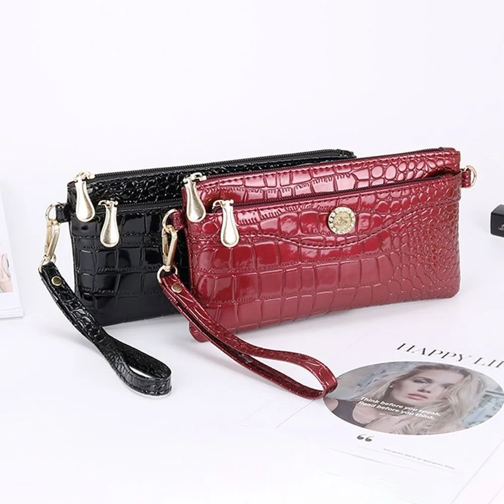 Korean Style Multi-functional Women Shoulder Bags PU Leather Crocodile Pattern Crossbody Bag Small Square Bag for Women Girls