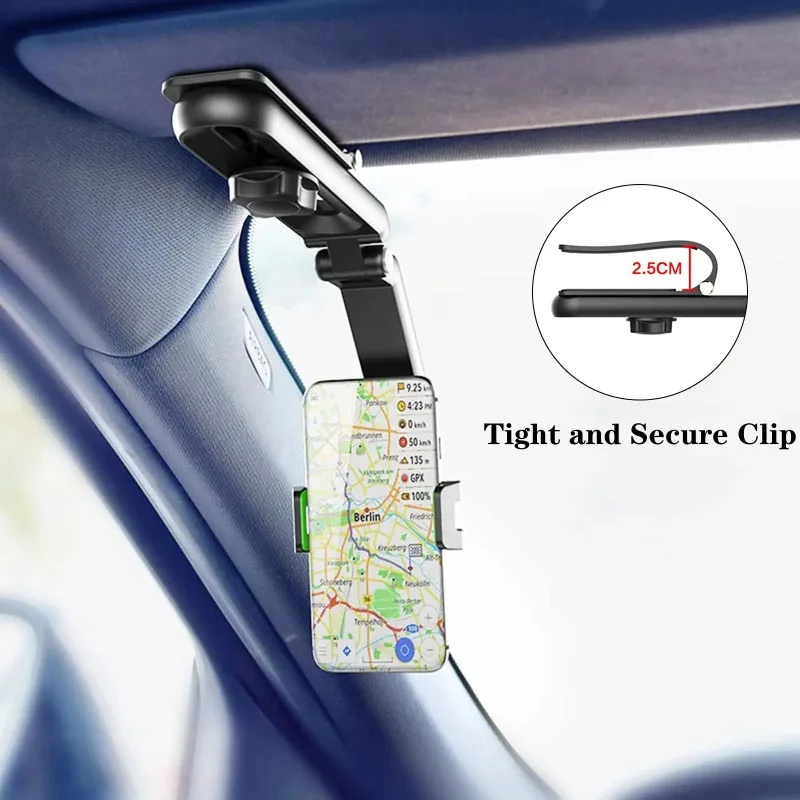 Universal Car Phone Holder for Sun Visor Multi-Angle Rotation Vehicle Phone Mount Hands-Free Cell Phone Cradle for Car Truck