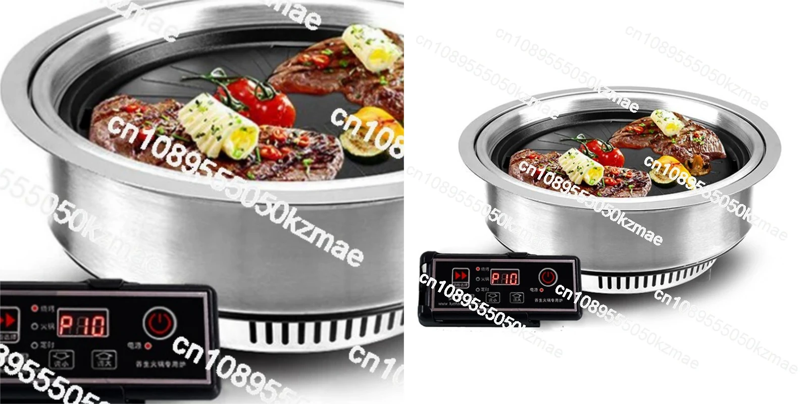 Circle Smokeless Commercial Embedded Electric Grill | 2000W 220V BBQ Pan Griddle for Barbecue