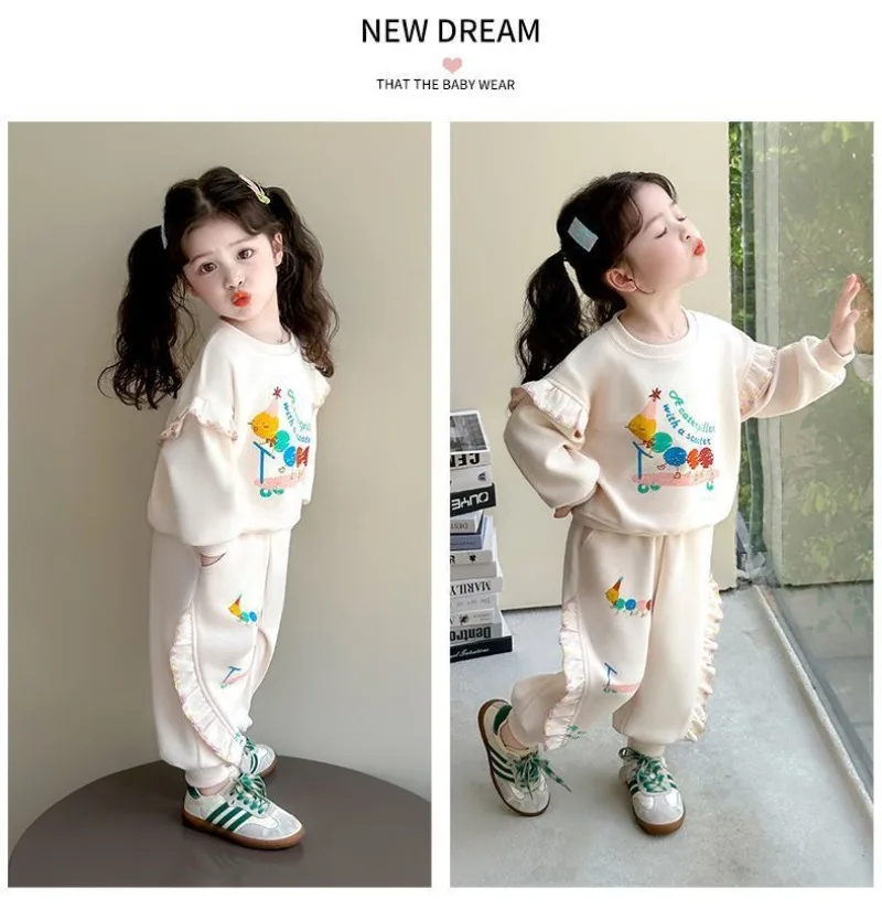 RAISE Herbst Kinder Mädchen 2-teiliges Kleidungsset 2-8 Jahre Mädchen Cartoon-Sweatshirts Anzüge 2026 Lose Lässige Hosen mit Elastischem Bund Outfit – Detail 12