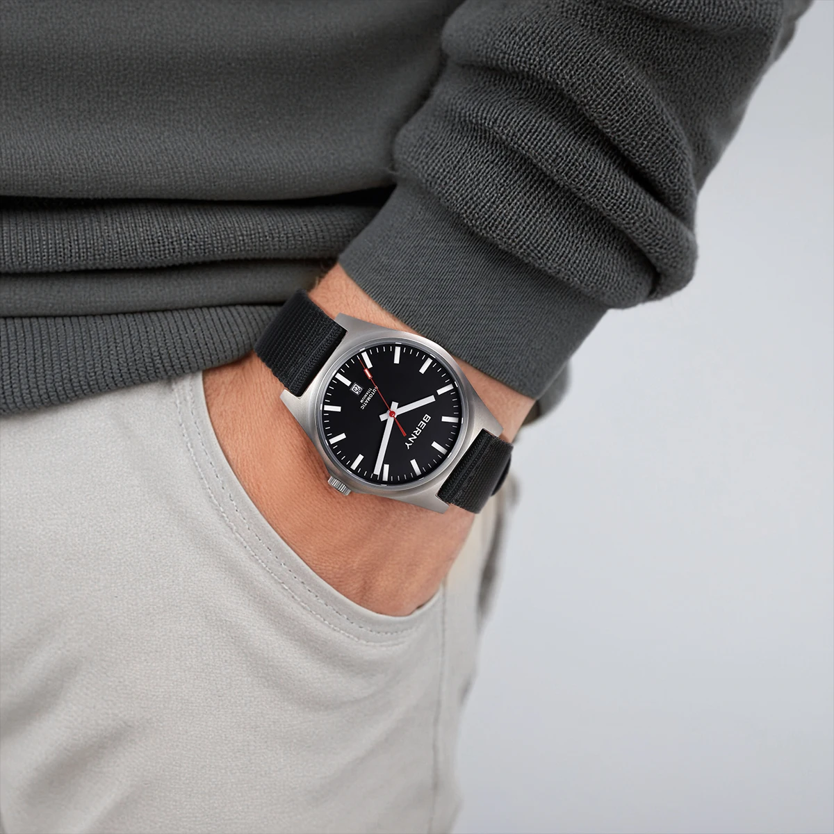BERNY Titan-Automatikuhren für Herren, mechanische Armbanduhr, Saphirglas, voll leuchtendes Zifferblatt, 10 ATM wasserdicht, Herrenuhr – Detail 17