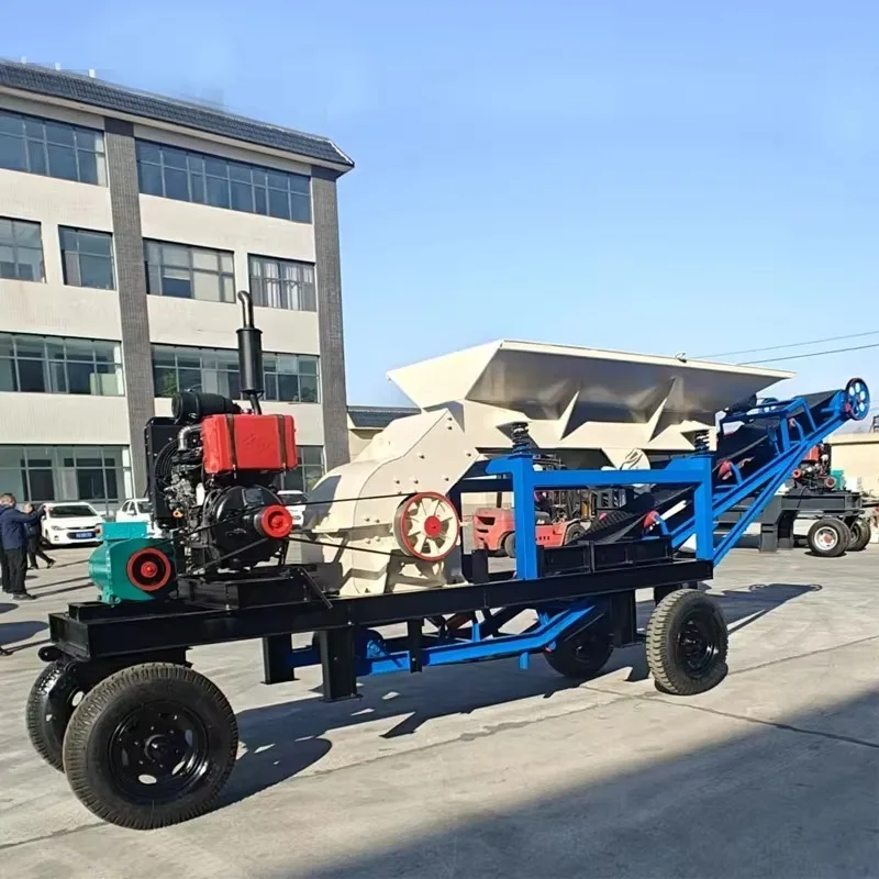 Customized Mobile Hammer Mill Sand Making Equipment, Wheeled Mobile Crushing Plant For Gravel Aggregate Production