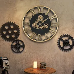 Vintage industrial style art clock living room wall decoration, creative mechanical style decorative clock
