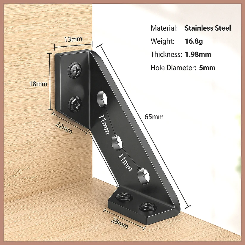 Heavy Duty Stainless Steel Corner Brace 90 Degree Angle Bracket, Multi-Purpose Thickened Fixed Connector for Cabinet, Wall Sh