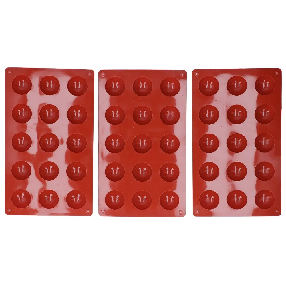 3pcs 15 Hole Cake Mold Silicone Material Round Shape Hemispherical Mold Half Sphere Food Grade Silicone Mold Bakery Catering