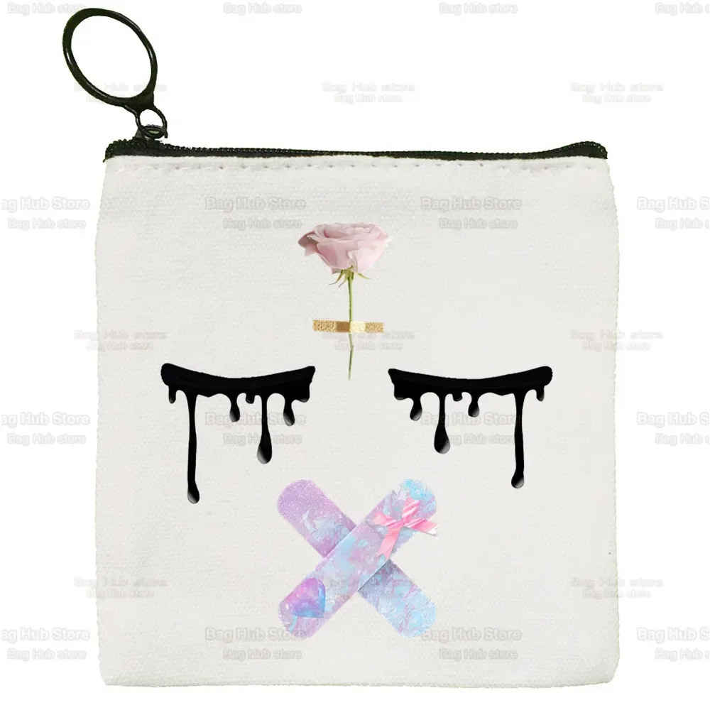 Porte-monnaie en toile Melanie Martinez pour femme, porte-clés de dessin animé mignon, sac de rangement pour pièces de monnaie, chanteur, musique