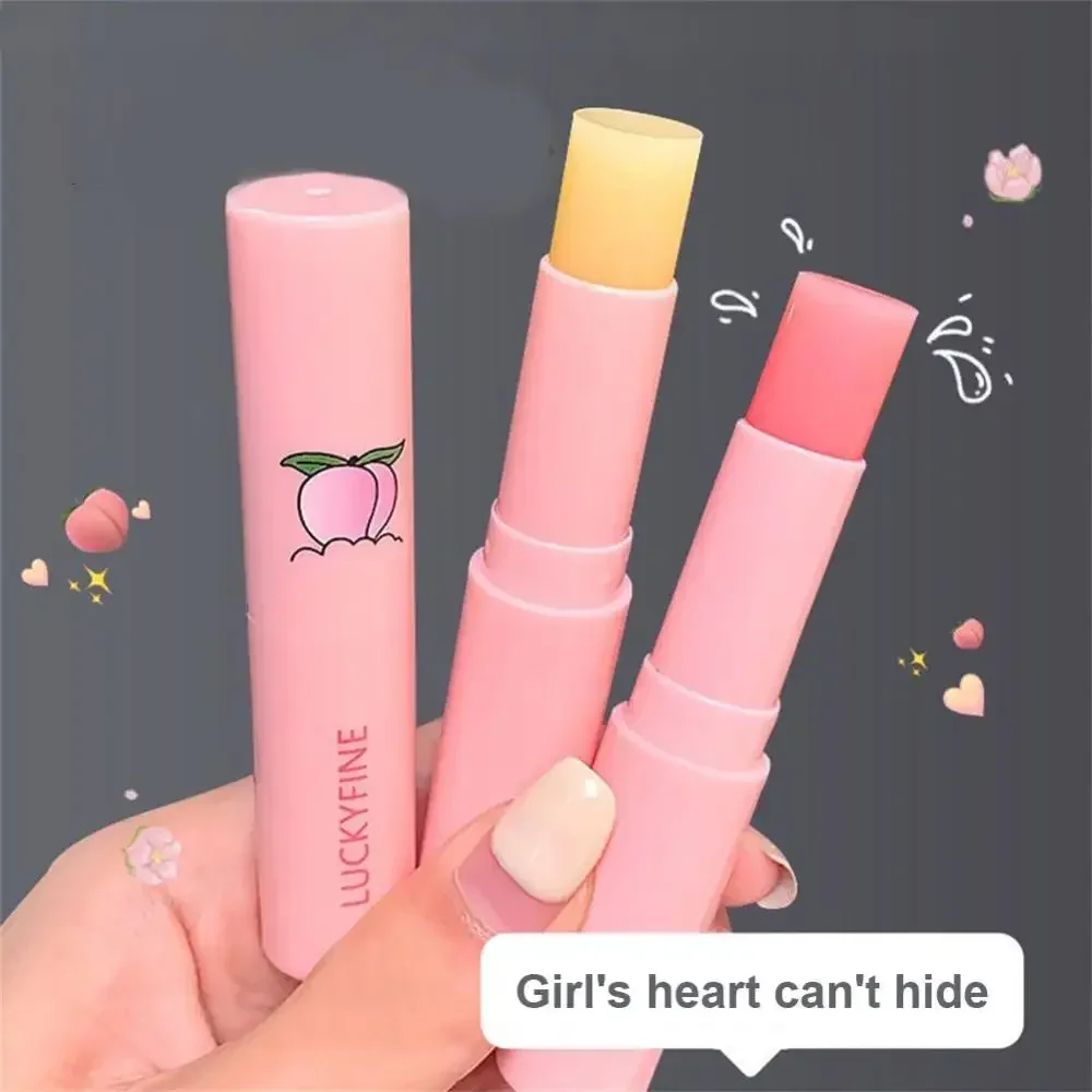 Natural Peach Lip Balm Temperature Change Color Lipstick Moisturizing Hydrates Long-lasting Lip Care Tools Make Up Cosmetics